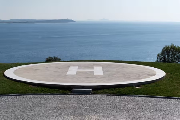 Private helipad in Antiparos overlooking the Aegean Sea