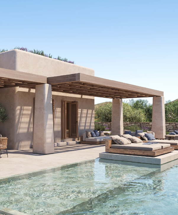 Beach House Antiparos luxury hotel with private pool and Cycladic design